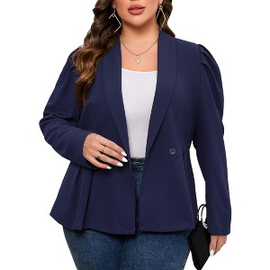 Plus Size Business Casual Blazers for Women Long Sleeve Shawl Lapel Blazer Suit Jackets - 1 of 4