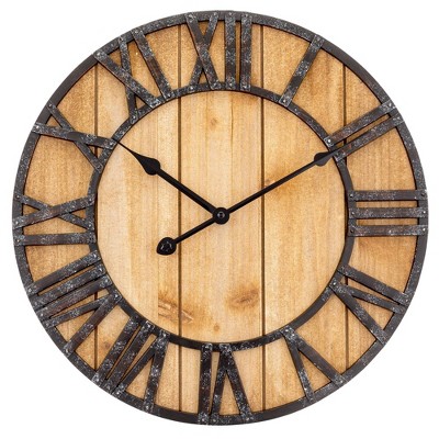 15.5" Wood Plank Dial with Raised Numbers Wall Clock - Westclox