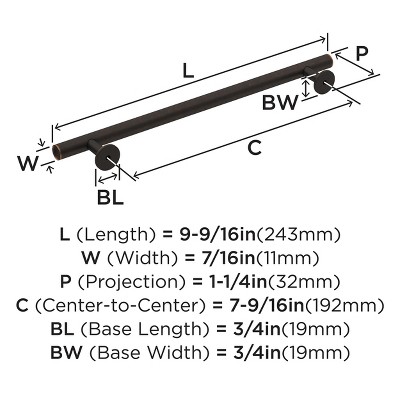 Oil Rubbed Bronze 9.56" Modern Cabinet Bar Pull