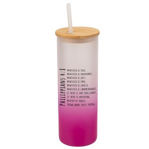 Elanze Designs Whatever Is True Honorable Philippians 4:8 Wrap-Around Design 25 Ounce Frosted Gradient Glass On-The-Go Coffee Travel Skinny Tumbler - 1 of 1