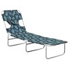 vidaXL Patio Lounge Chair Folding Sunlounger Sunbed with Head Cushion Steel - Leaf Pattern - 4 of 4