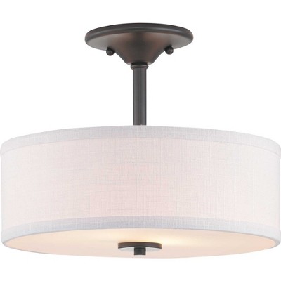 Inspire 13'' Graphite Finish Semi-Flush Light with Summer Linen Shade