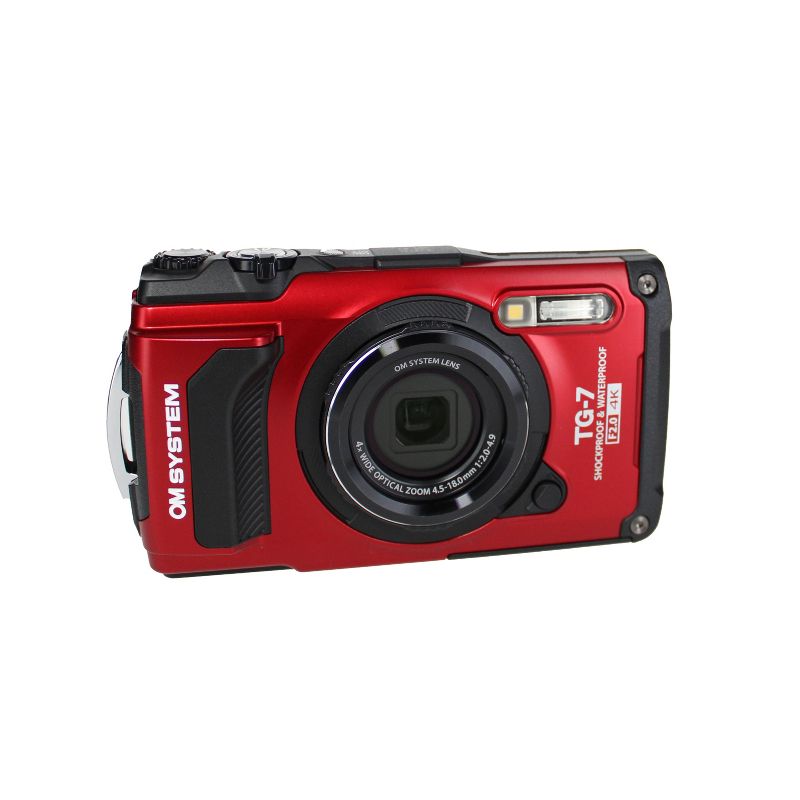 OM SYSTEM Tough TG-7 Red Waterproof Camera, With 2 Extra Batteries + 64GB Card + More, 4 of 5