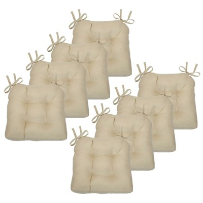 Kate Aurora Country Living Plush Solid Colored Country Farmhouse Reversible Chair Cushions/Pads With Tear Proof Ties