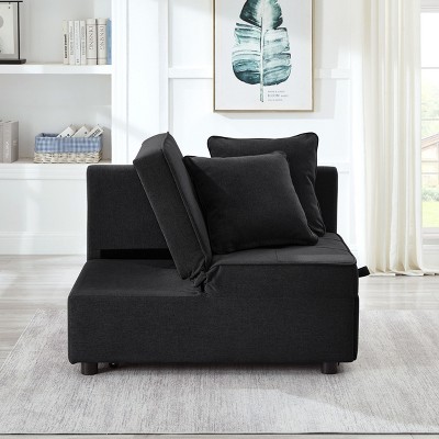 NicBex 4-in-1 Convertible Sleeper Chair,Folding Sofa Bed with 2 Throw Pillows,Couches with Wood Frame for Living Room,Beige/Gray/Black/Blue