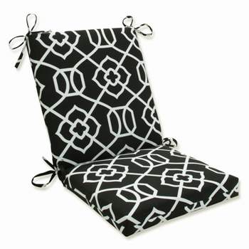 Outdoor/Indoor Kirkland Black Squared Corners Chair Cushion - Pillow Perfect