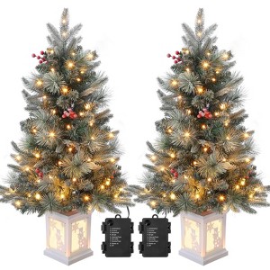 3FT Prelit Snow Flocked Christmas Tree with Prelit Premium 78 LED 8 Mode Battery Powered for Christmas Decoration Gift,Home,Office,Outdoor,Indoor - 1 of 4