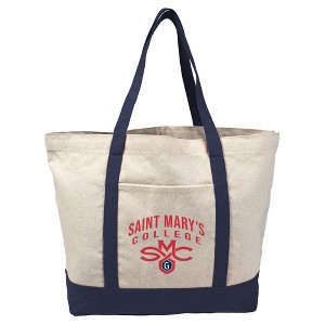 Saint Marys College of California Canvas Tote Bag With External Pocket, Reusable Shoulder Bag for Shopping, School, Beach, Navy - 1 of 4