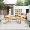 5 PCS Patio Dining Set with Round Dining Table, Weather-Resistant Table and 4 Chairs, Braided Rope Chairs with Acacia Wood Frame-Coolbibila - 3 of 4