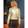 INSPIRE CHIC Women's Sequin Long Sleeve Glitter Shiny Party Bomber Jacket - 4 of 4