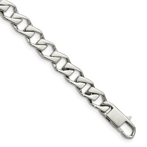 Black Bow Jewelry 9mm Stainless Steel Polished Fancy Open Curb Chain Bracelet, 8.5 Inch - 1 of 4