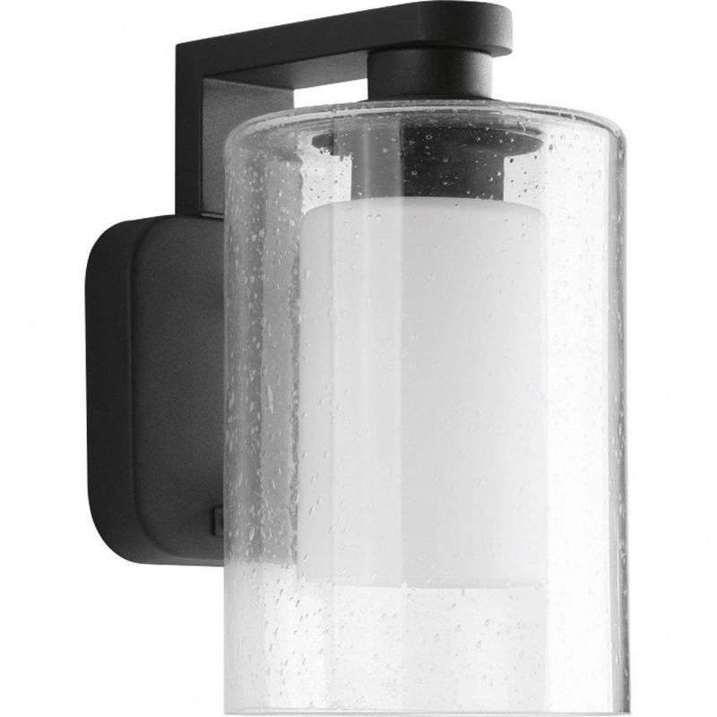 Progress Lighting Compel 1-Light Outdoor Wall Lantern, Black, Seeded Glass Shade, 1 of 5