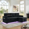 85'' Modern L-Shaped Sectional Sofa Chenille Sofa Bed with Retractable Table, LED Lighting, USB Charging Ports, and Cup Holders - 3 of 4