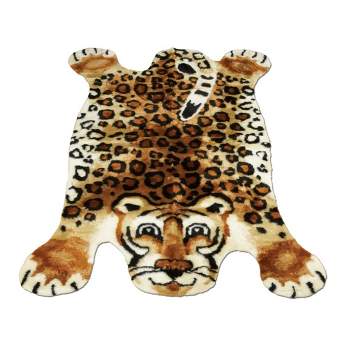 Walk on Me Faux Fur Super Soft Kids Leopard Rug Tufted With Non-slip Backing Area Rug