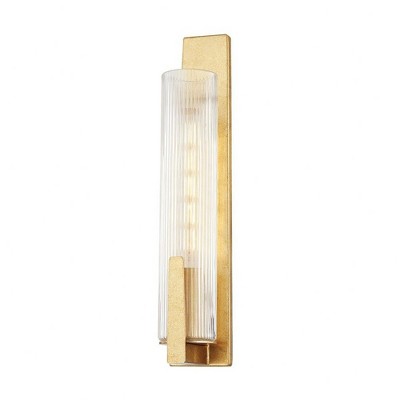 Troy Lighting Malakai 1 - Light Wall Light in  Vintage Gold Leaf Clear Ribbed Shade