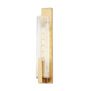 Troy Lighting Malakai 1 - Light Wall Light in  Vintage Gold Leaf Clear Ribbed Shade - 1 of 1