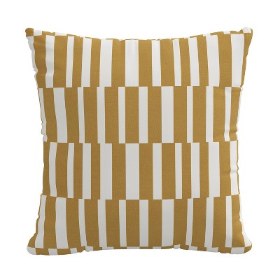 18"x18" Polyester Jump Striped Square Throw Pillow Mustard - Skyline Furniture