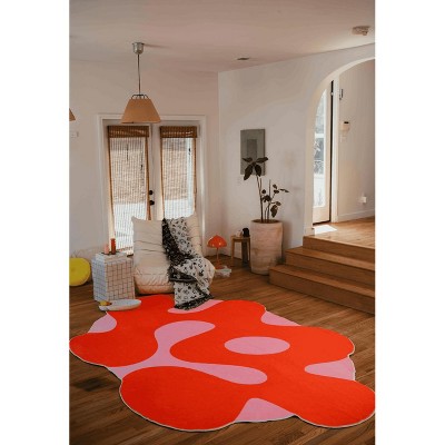 Lany Space Johann Banta Irregular Orange Moss Design Rug