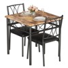 Dining Table Set for 2, Kitchen Table and Chairs, Square Dining Room Table Set , 3 Piece Dining Table Set , Rustic Brown - 2 of 4