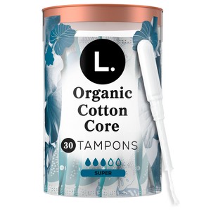 L . Organic Cotton Full Size Tampons - Super - 30ct - 1 of 4