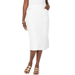 Jessica London Women's Plus Size Comfort Waist Stretch Denim Midi Skirt - 1 of 4