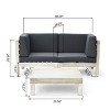 GDFStudio Keith Outdoor Acacia Wood Loveseat and Coffee Table Set with Cushions - 3 of 4
