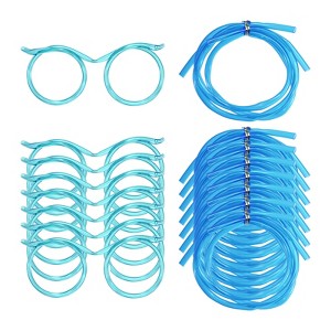 Unique Bargains Reusable Plastic Creative Eyeglasses Straws for Fun Parties 8 Pcs - 1 of 4