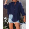 Coolmee Women's Casual Shirts Long Sleeve Button Down Blouses Fall Solid Color Trendy Tops with Pocket - 2 of 4