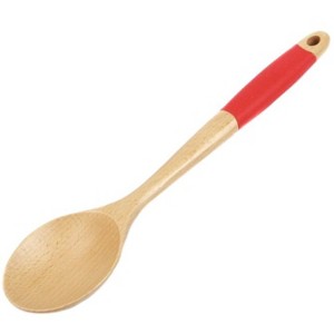 Chef Craft 14" Long Beechwood Wooden Kitchen Mixing Spoon with Silicone Handle - 1 of 4