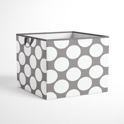 Bacati - Dots/Pin Stripes Gray/Yellow Storage Box Large