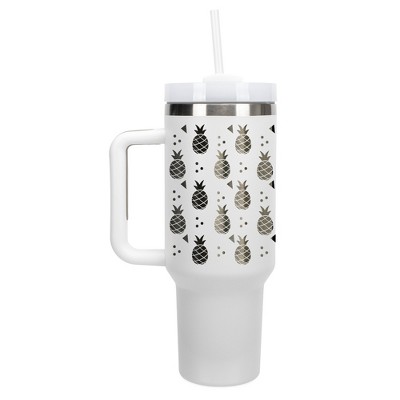 100 North Pineapple Fruit Happy Summer Vibes 40 oz. Stainless Steel, Large Water Bottle Coffee Mug, Spill & Leak Resistant, Thermal Travel Tumbler