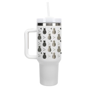 100 North Pineapple Fruit Happy Summer Vibes 40 oz. Stainless Steel, Large Water Bottle Coffee Mug, Spill & Leak Resistant, Thermal Travel Tumbler - 1 of 1