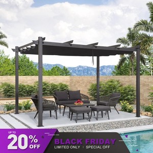 PURPLE LEAF Pergola Outdoor Retractable Pergola with Sun Shade Canopy Patio Metal Grape Trellis Pergola Grill Shelter Pergola for Porch Garden Yard - 1 of 4