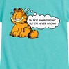 Girls' - Garfield - Not Always Right Fitted Short Sleeve Graphic T-Shirt - 2 of 4