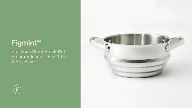Stainless Steel Stock Pot Steamer Insert - Fits 1.5qt &#38; 3qt Silver - Figmint&#8482;, 2 of 5, play video
