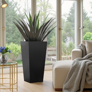 Gulches 25" H Tall Metal Tapered Planter - Elegant Burnished Black Pot for Indoor & Outdoor Use - 1 of 4