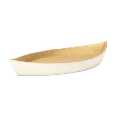 Cheung's Saoirse White & Gold Cast Iron Boat Dish