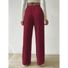 Clearlove Womens Wide Leg Palazzo Pleated Pants Ribbed Knit High Waist Flowy Drawstring Loose Casual Trousers - 2 of 4