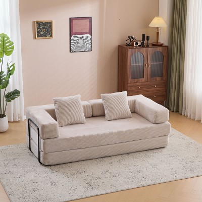 NicBex Convertible Folding Upholstered Floor Sofa Bed with Metal Stand,Oversized Futon Couch Sleeper Sofa for Living Room,Bedroom