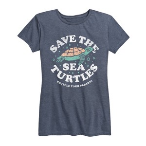 Women's - Instant Message - Save the Sea Turtles Short Sleeve Graphic T-Shirt - 1 of 4