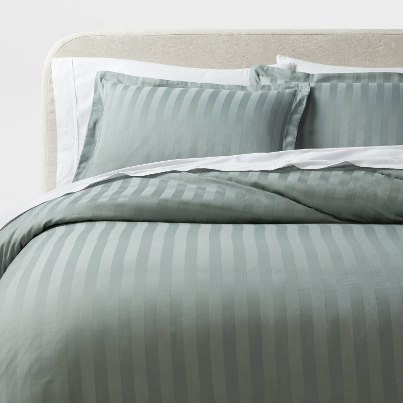 3pc Luxe Striped Damask Duvet Cover and Sham Set - Threshold™, 1 of 9