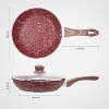 KOCH SYSTEME CS  Nonstick Frying Pan 12inch with Lid , Non Stick Frying Pan with Non-Toxic Coating, Small Skillet with Lid,  Red - 2 of 4