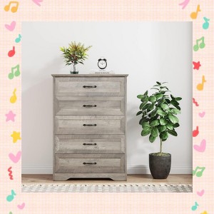 Garvee Elegant 5-Drawer Farmhouse Dresser – Modern Storage Solution with Metal Handles, Anti-Tipping Design - 1 of 4