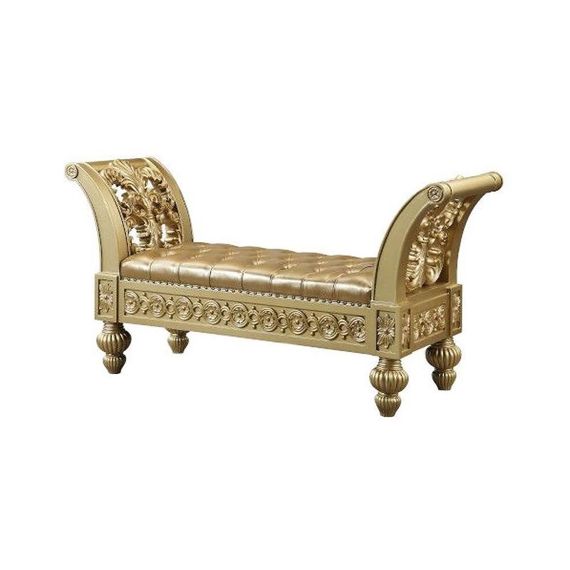 66&#34; Seville PU Bench Gold Finish - Acme Furniture, 5 of 6