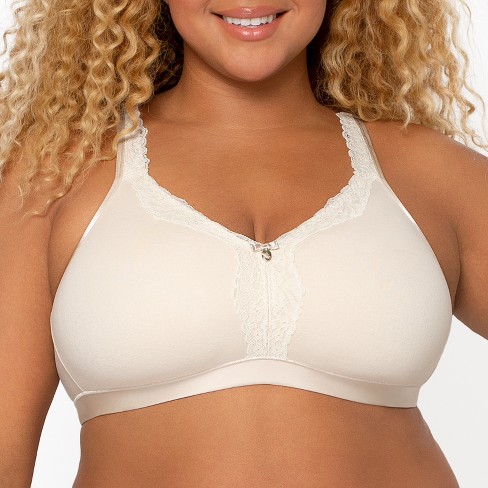 Curvy Couture Full Figure Cotton Luxe Unlined Wire Free Bra Natural 38DD