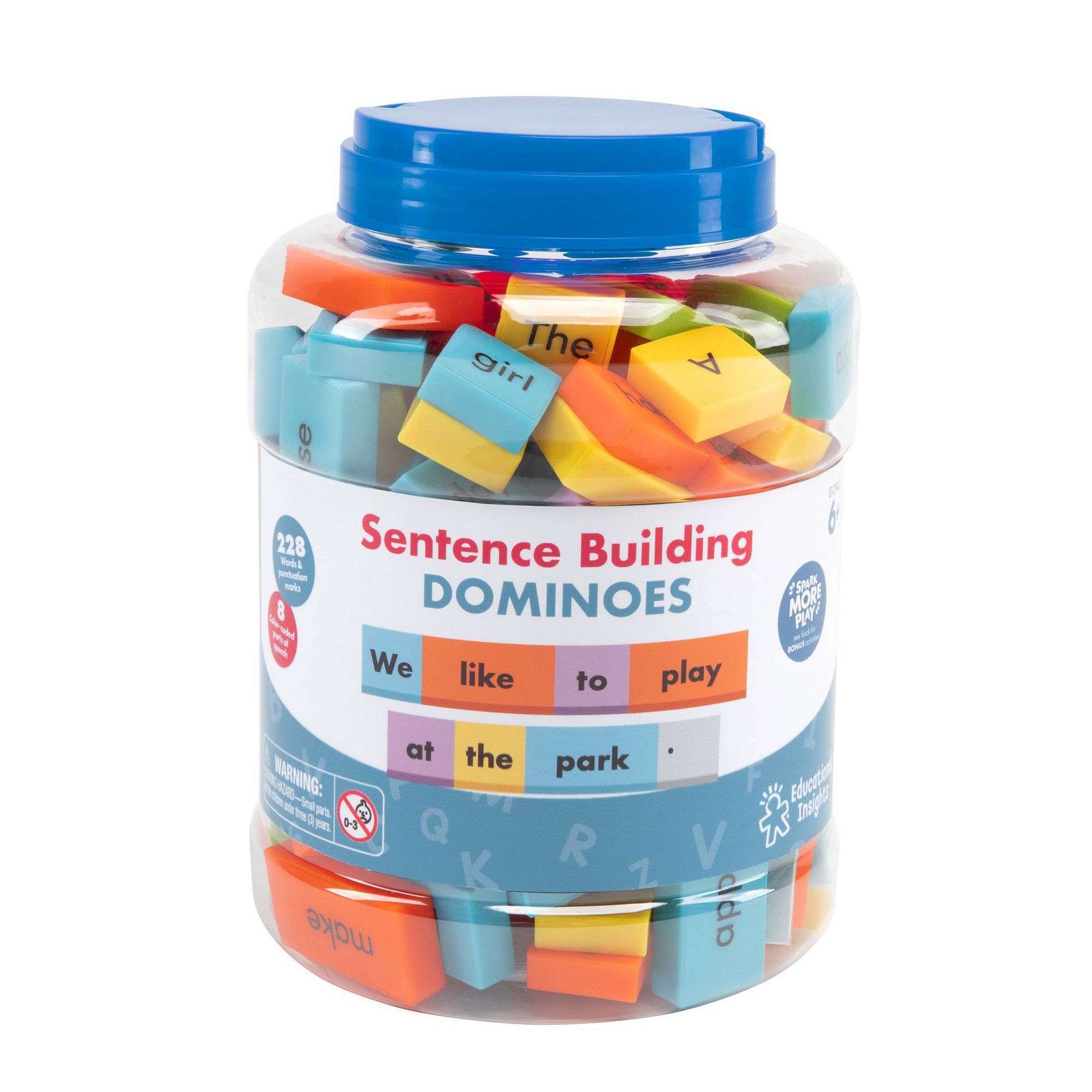 Educational Insights Sentence Building Dominoes Set of 114 Double-Sided Dominoes, Teacher Supplies