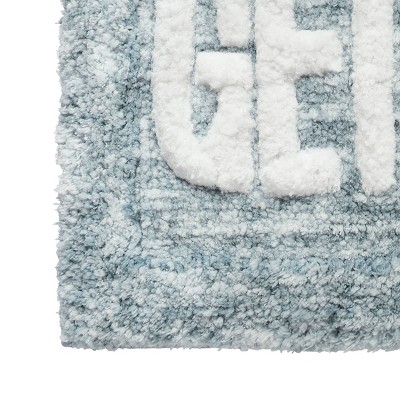 Teal Polyester Get Naked Typography Bath Rug, 24" x 60"