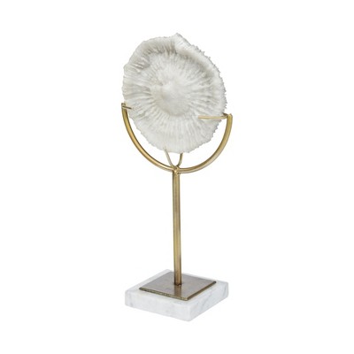 HomeRoots 15" Gold and White Metal and Resin Tabletop Sculpture