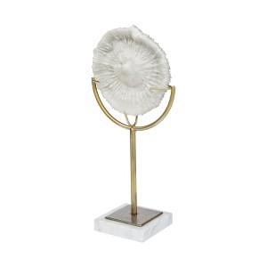 HomeRoots 15" Gold and White Metal and Resin Tabletop Sculpture - 1 of 4