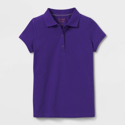 Girls' Short Sleeve Pique Uniform Polo Shirt - Cat & Jack™ Purple